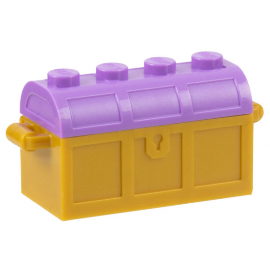 Container, Treasure Chest with Slots in Back and Medium Lavender Thick Hinge Curved Lid (4738a / 4739a)