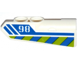 Technic, Panel Fairing #22 Very Small Smooth, Side A with '98', Blue Line and Blue and Lime Danger Stripes Pattern (Sticker) - Set 42047