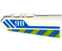 Technic, Panel Fairing #22 Very Small Smooth, Side A with '98', Blue Line and Blue and Lime Danger Stripes Pattern (Sticker) - Set 42047