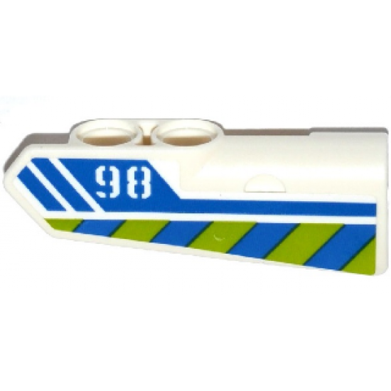 Technic, Panel Fairing #22 Very Small Smooth, Side A with '98', Blue Line and Blue and Lime Danger Stripes Pattern (Sticker) - Set 42047