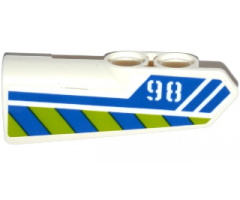 Technic, Panel Fairing #21 Very Small Smooth, Side B with '98', Blue Line and Blue and Lime Danger Stripes Pattern (Sticker) - Set 42047