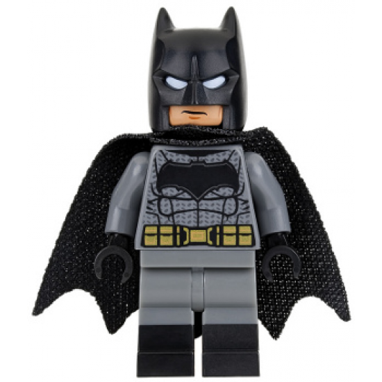 Batman - Dark Bluish Gray Suit, Gold Belt, Black Hands, Spongy Cape, Large Bat Logo
