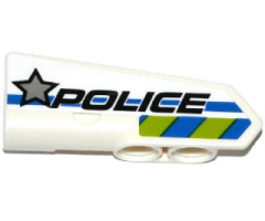 Technic, Panel Fairing #22 Very Small Smooth, Side A with Silver Star, 'POLICE' and Blue and Lime Danger Stripes Pattern (Sticker) - Set 42047