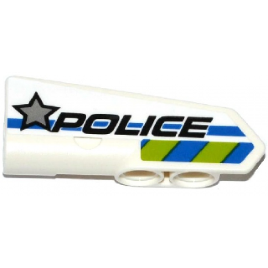 Technic, Panel Fairing #22 Very Small Smooth, Side A with Silver Star, 'POLICE' and Blue and Lime Danger Stripes Pattern (Sticker) - Set 42047