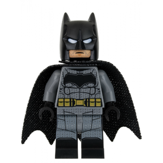 Batman - Dark Bluish Gray Suit, Gold Belt, Black Hands, Large Bat Logo, Printed Legs, Stubble