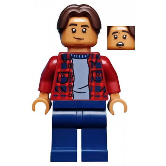 Ned Leeds - Dark Red Plaid Shirt, Dark Blue Legs