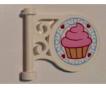 Road Sign Round on Pole with Bright Pink Frosted Cupcake, 4 Hearts, Bright Light Blue Scroll Pattern on Both Sides (Stickers) - Set 41119