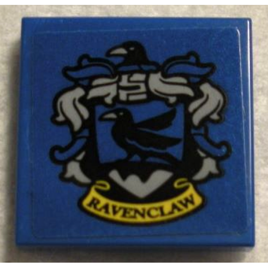 Tile 2 x 2 with HP 'RAVENCLAW' House Crest on Blue Background Pattern (Sticker) - Set 75956