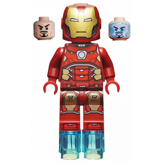Iron Man with Silver Hexagon on Chest and 1 x 1 Round Bricks
