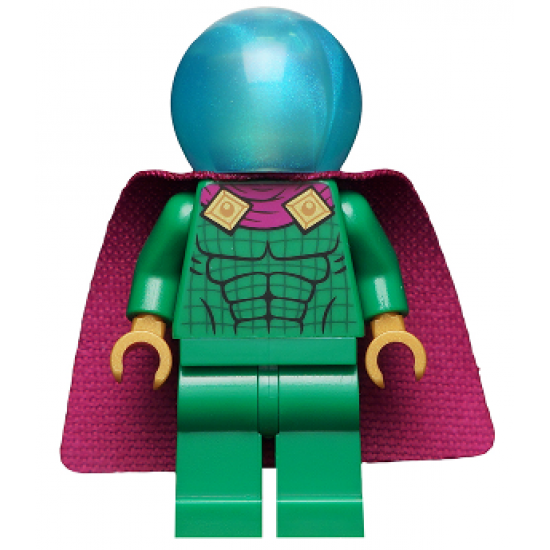 Mysterio - Light Bluish Gray Head, Satin Trans-Light Blue Helmet, Single Hole Cape