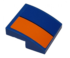 Slope, Curved 2 x 2 with Orange Stripe on Blue Background Pattern Model Left Side (Sticker) - Set 76081