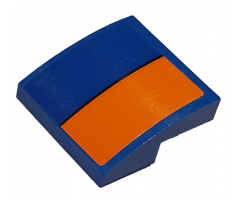 Slope, Curved 2 x 2 with Orange Stripe on Blue Background Pattern Model Right Side (Sticker) - Set 76081