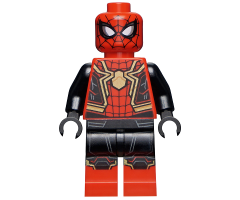 Spider-Man - Black and Red Suit, Large Gold Spider, Gold Knee Trim (Integrated Suit)
