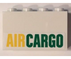 Panel 1 x 4 x 2 with Side Supports - Hollow Studs with Yellow and Green 'AIRCARGO' Pattern (Sticker) - Set 60101