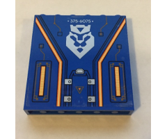 Panel 1 x 6 x 5 with Silver '375-6075', Nexo Knights Emblem and Orange Circuitry Pattern (Sticker) - Set 70317