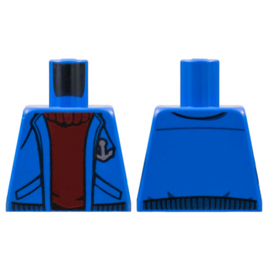 Torso Jacket with Pockets over Dark Red Sweater, Anchor Logo Pattern