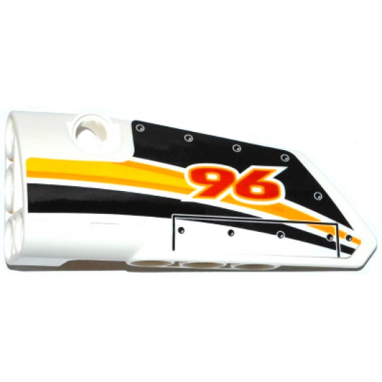 Technic, Panel Fairing # 3 Small Smooth Long, Side A with Red '96' and Yellow, Orange and White Stripes Pattern (Sticker) - Set 42044