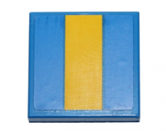 Tile 2 x 2 with Yellow Stripe Pattern (Sticker) - Set 40192