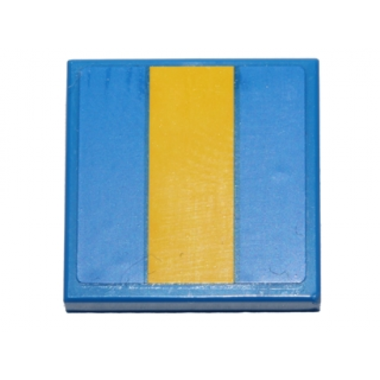 Tile 2 x 2 with Yellow Stripe Pattern (Sticker) - Set 40192