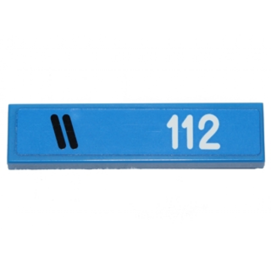 Tile 1 x 4 with Two Black Diagonal Stripes and '112' Pattern Model Left Side (Sticker) - Set 40192