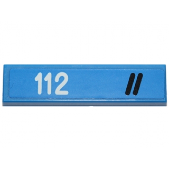 Tile 1 x 4 with Two Black Diagonal Stripes and '112' Pattern Model Right Side (Sticker) - Set 40192