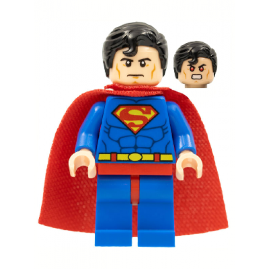Superman - Blue Suit, Dual Sided Head with Red Eyes on Reverse, Spongy Soft Knit Cape