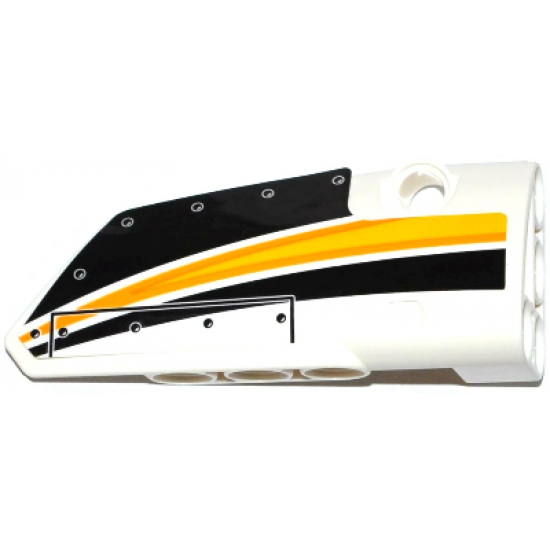 Technic, Panel Fairing # 4 Small Smooth Long, Side B with Yellow, Orange and White Stripes on Black Background Pattern (Sticker) - Set 42044