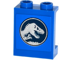 Panel 1 x 2 x 2 with Side Supports - Hollow Studs with Jurassic World Logo Pattern (Sticker) - Set 75916