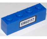 Brick 1 x 4 with Black 'ER60117' License Plate Pattern (Sticker) - Set 60117