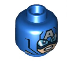 Minifigure, Head Dual Sided Scuba Goggles and Letter A on Forehead Pattern (Captain America) - Hollow Stud