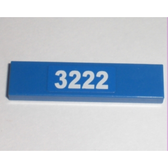 Tile 1 x 4 with White '3222' Pattern (Sticker) - Set 3222