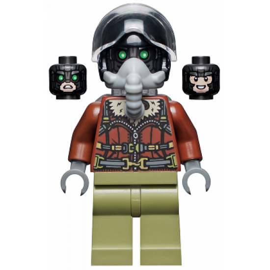 Vulture - Reddish Brown Bomber Jacket and Aviator Oxygen Mask