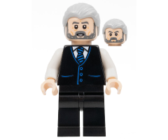 Alfred Pennyworth, Black Vest, Light Bluish Gray Hair, Dark Bluish Gray Beard