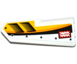Technic, Panel Fairing #22 Very Small Smooth, Side A with Air Intakes, 'NO STEP' and Yellow, Orange and White Stripes Pattern (Sticker) - Set 42044