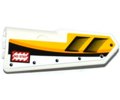 Technic, Panel Fairing #21 Very Small Smooth, Side B with Air Intakes, 'NO STEP' and Yellow, Orange and White Stripes Pattern (Sticker) - Set 42044