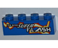 Brick 1 x 4 with 'TEAM SUPER FLASH' and Electric Spark Pattern Model Left (Sticker) - Set 8303