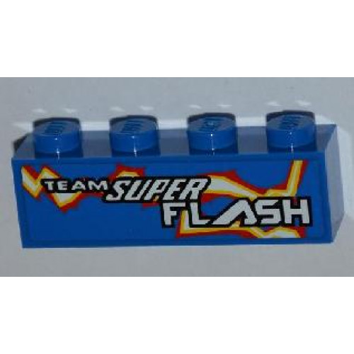 Brick 1 x 4 with 'TEAM SUPER FLASH' and Electric Spark Pattern Model Left (Sticker) - Set 8303