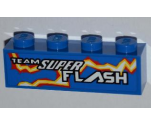 Brick 1 x 4 with 'TEAM SUPER FLASH' and Electric Spark Pattern Model Right (Sticker) - Set 8303