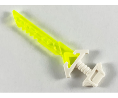 Minifigure, Weapon Sword with Wide Pommel and Molded Trans-Neon Green Serrated Blade Pattern (Ninjago Key-Tana)