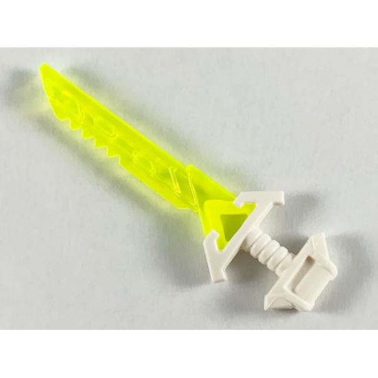 Minifigure, Weapon Sword with Wide Pommel and Molded Trans-Neon Green Serrated Blade Pattern (Ninjago Key-Tana)