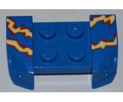 Vehicle, Mudguard 2 x 4 with Headlights Overhang with Electric Sparks on Blue Background Pattern on Both Sides (Stickers) - Set 8303