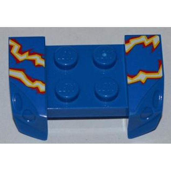 Vehicle, Mudguard 2 x 4 with Headlights Overhang with Electric Sparks on Blue Background Pattern on Both Sides (Stickers) - Set 8303