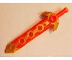 Minifigure, Weapon Sword, Long with Molded Flexible Rubber Pearl Gold Tip and Angular Crossguard Pattern