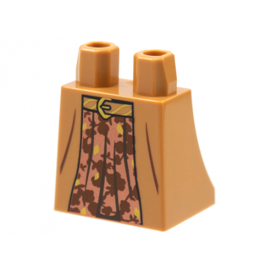 Lower Body, Skirt with Copper Dress, Gold and Reddish Brown Leaves Pattern