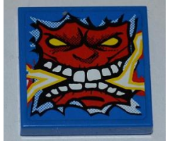 Tile 2 x 2 with Angry Red Face with Electric Spark in Mouth Pattern (Sticker) - Set 8303