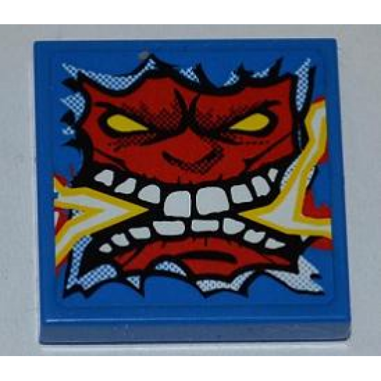 Tile 2 x 2 with Angry Red Face with Electric Spark in Mouth Pattern (Sticker) - Set 8303