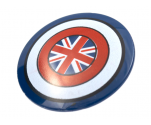 Minifigure, Shield Circular Convex Face with Red and White Rings and British Union Jack Flag Pattern