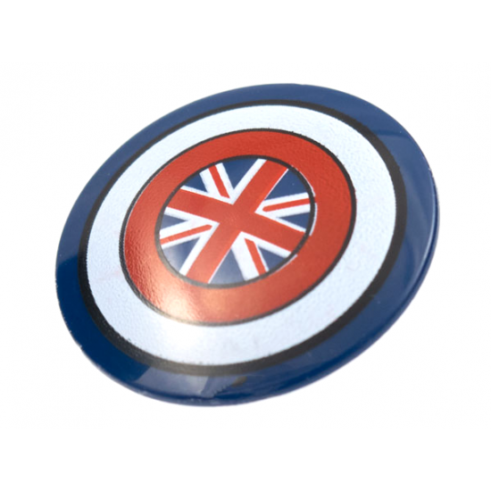 Minifigure, Shield Circular Convex Face with Red and White Rings and British Union Jack Flag Pattern