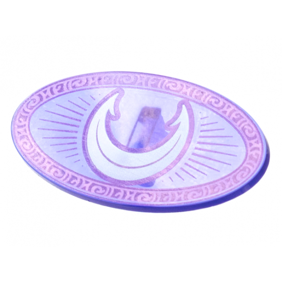 Minifigure, Shield Elliptical with White Crescent Moon, Medium Lavender Border Pattern