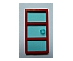 Door 1 x 4 x 6 with 3 Panes with Molded Trans-Light Blue Glass with Stud Handle Pattern